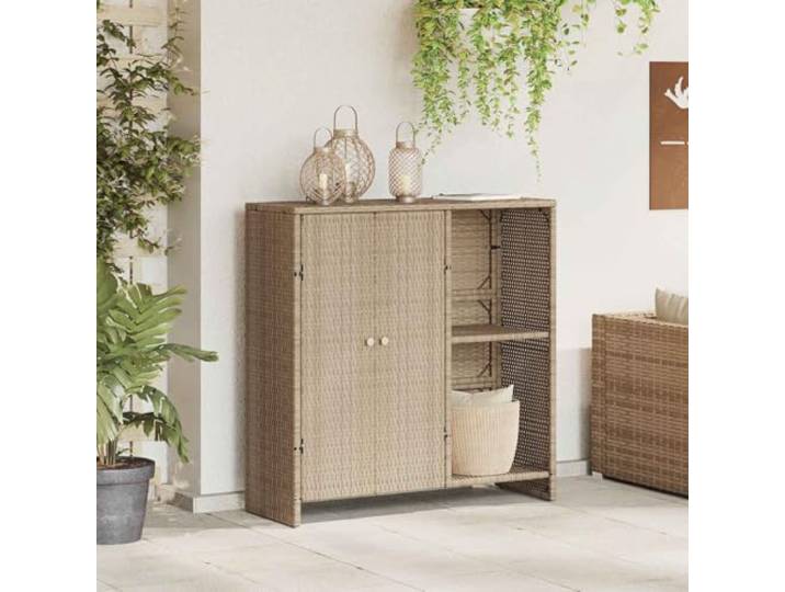 smnyxs Aufbewahrungsschrank, Beige, 100 x 36 x 102 cm, Rattan Wohnzimmermöbel, moderner Schrank, rechteckiges Design, flexible Regale, Rattantüren, schicke Beschläge