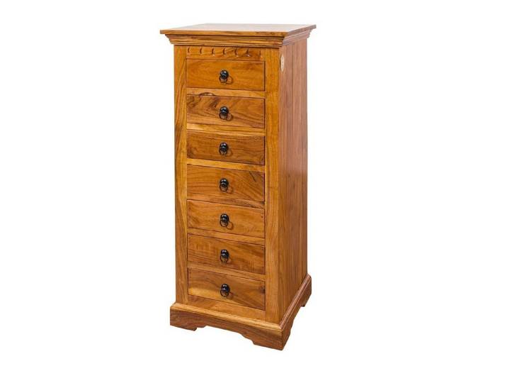 Massivmoebel24 Kommode OXFORD Akazie Massivholz hellbraun (Massivholz montiert 33 kg OXFORD #0523), Akazie 47x43x112 cm (BxTxH) hellbraun lackiert