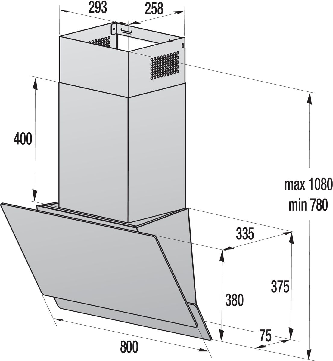 Gorenje WHI849EXBG Abluft/Umluft Dunstabzugshaube/Esse Wand 80 cm (Schwarz) 743632