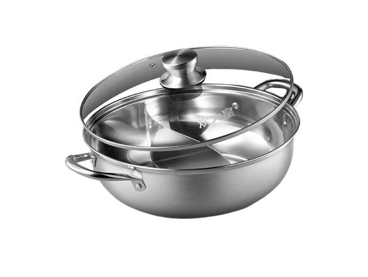 COOKER KING hotpotpan van 304 roestvrij staal met scheidingswand, geschikt voor inductie en alle kookplaten, 30 cm hotpotpan