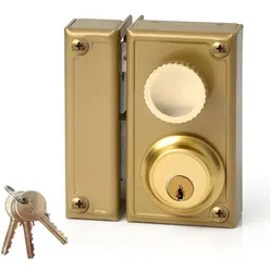 Jis, Türschloss + Schliesszylinder, Türzusatzschloss 34-6I Gold 52 Mm Links Obenauf Legen (Einsteckschloss)