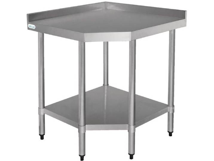 Table inox d'angle (H)960 x (L)800 x (P)600 mm avec dosseret