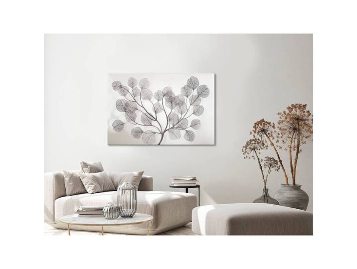 Tableau déco Leaves in the Wind Lin Blanc/Noir 60 x 40cm