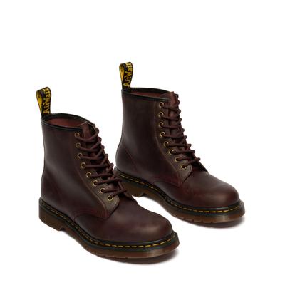 Schnürboots DR. MARTENS "1460", Herren, Gr. 41, braun (dunkelrot), Leder, Schuhe Schnürboots, Kinderstiefel, Stiefelette mit logobedruckter Anziehlasche