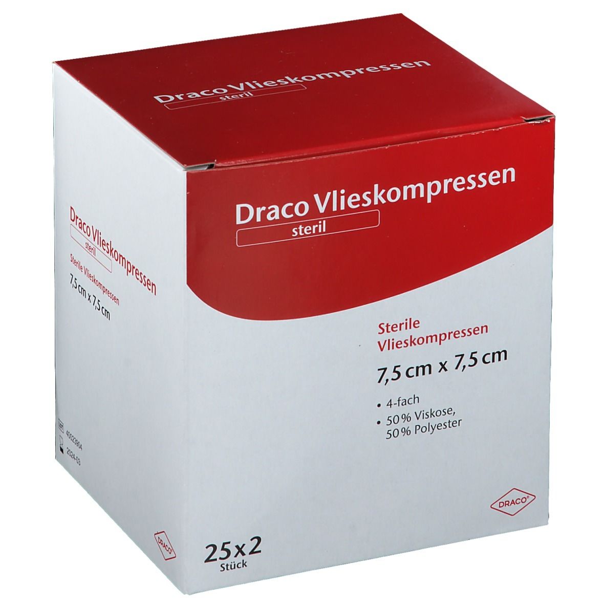 Vliesstoff-Kompressen steril 7,5x7,5 cm 4fach 25x2 St Kompressen