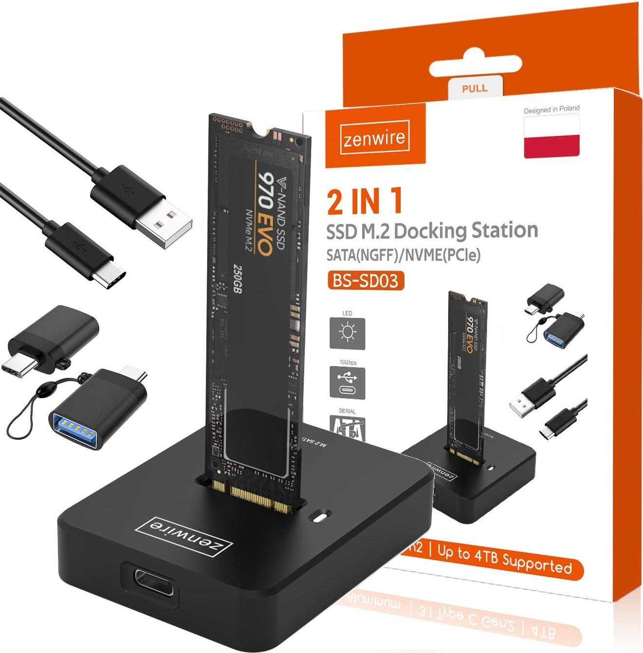 ZENWIRE NVMe SATA BS-SD03 USB-C adapter