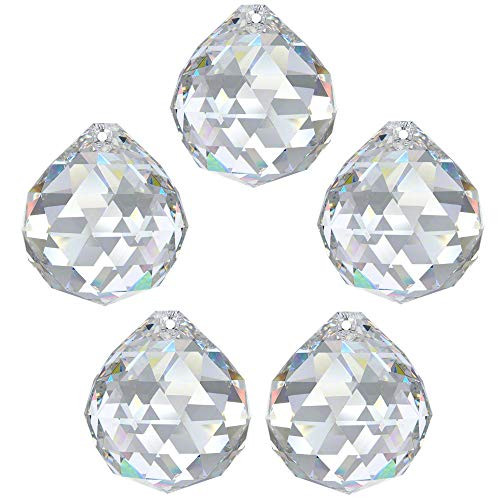 Set van 5 AMBROS Kristallen Bollen Ø 20 mm met Regenboog Effect voor Feng Shui en Suncatcher