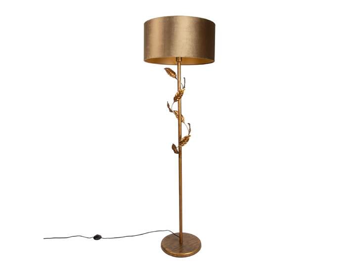 Lampadaire doré avec abat-jour bronze et intérieur doré 50cm -