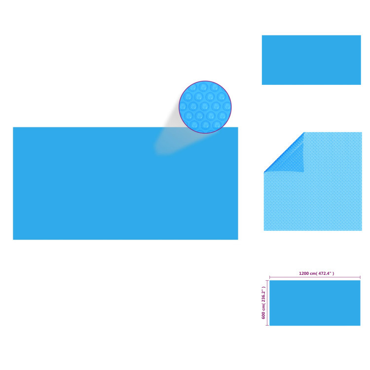 vidaXL Rechteckige Poolabdeckung 1200x600 cm PE Blau - Poolabdeckungen & -unterlagen