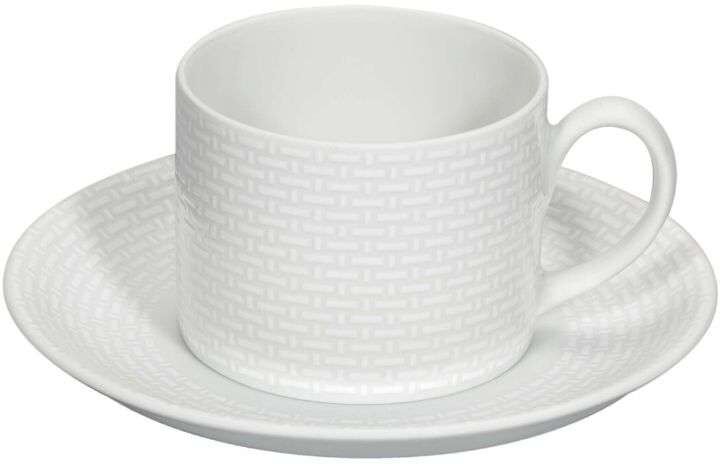 Vista Alegre Taza de té con plato Cesta . Blanco