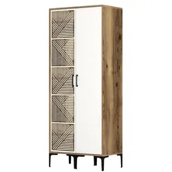 Dmora Kleiderschrank 2 Türen Dbenkovi, Schlafzimmermöbel, Schrank, Garderobe, 80x201h48 cm, Walnuss und Weiß