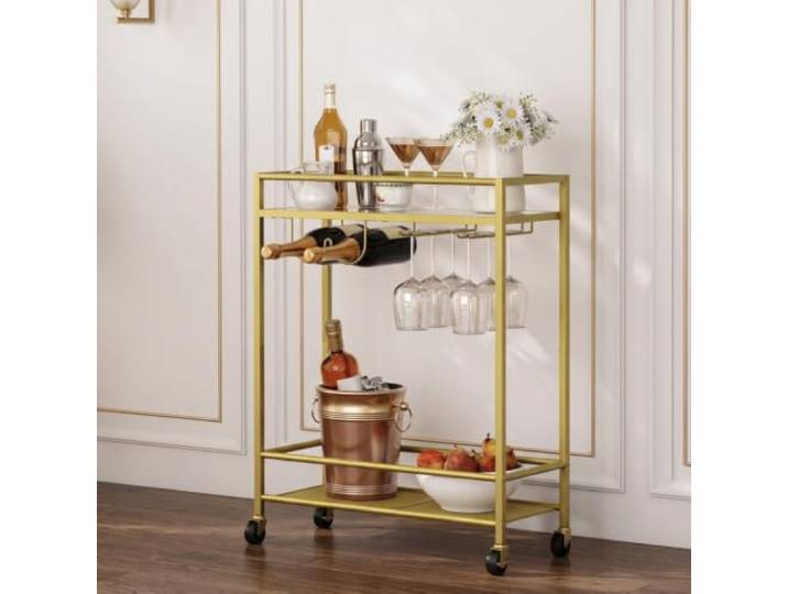 Weiwehome Schmales Organizer-Regal, moderner schmaler Beistelltisch Industrie Design, 2 Ablagen, platzsparend, vielseitig einsetzbar