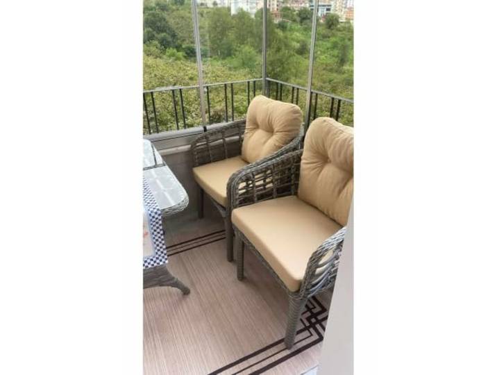 Hanah Home Modern Garden Lounge Set, 100% Aluminium, Easy Clean Fabric, 2-Seat Sofa & 2 Wing Chairs, Coffee Table Beige & Grey Stylish Outdoor Comfort