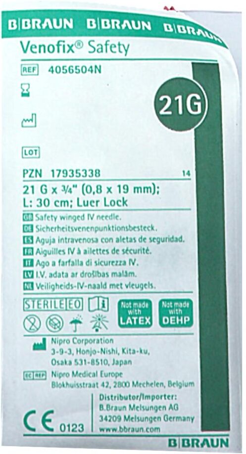 Venofix Safety Venenpunkt.21 G 0,8x19mm 30cm Grün