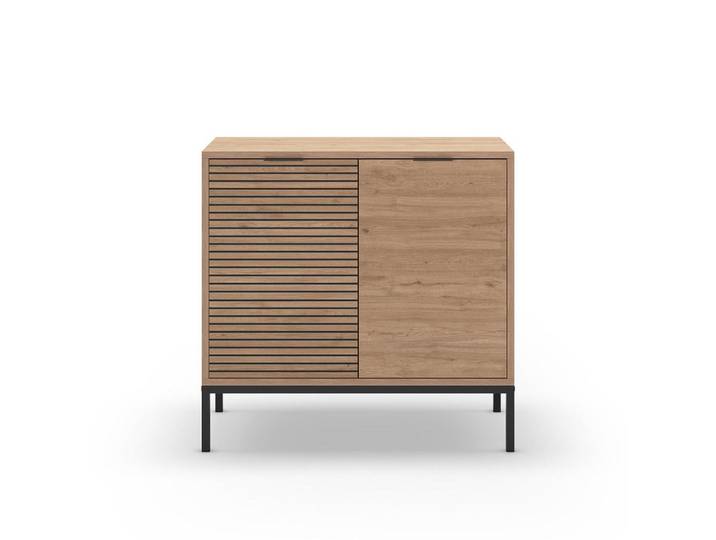 Calicosy Kleines Buffet mit 2 Türen und Metallfüßen Ariel - L80 cm, Apfelbaumfarben, 40x80x80 cm, Kleinmöbel, Kommoden, Sideboards