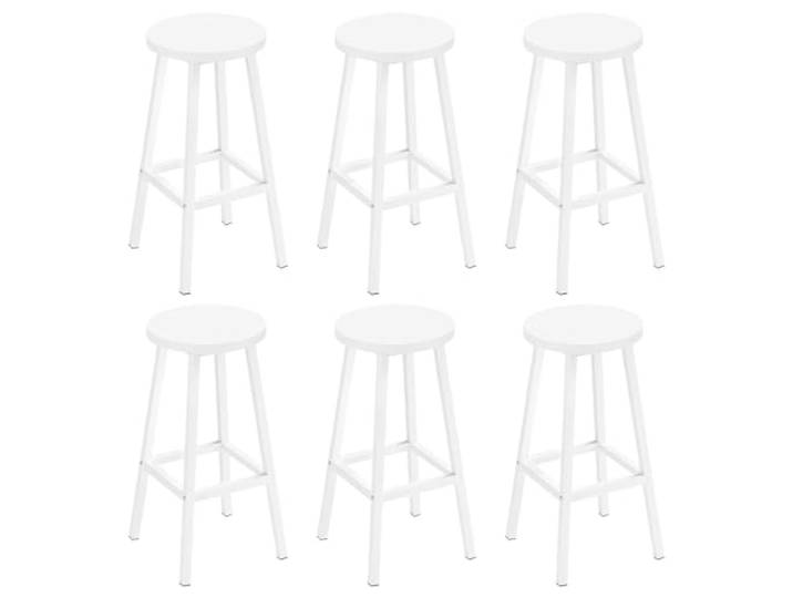Klihome Barhocker 6er Set, Bar Hocker 64.5cm, Weiß Barstühle mit Metallgestell, Barstuhle rund, Küchenstühle mit Fußstütze, Tresenhocker für Bar Kücheninsel Esszimmer