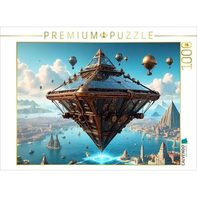 CALVENDO Puzzle Schwerlast Transportpolygon über dem Stadthafen | 1000 Teile Lege-Größe 64x48cm Foto-Puzzle für glückliche Stunden