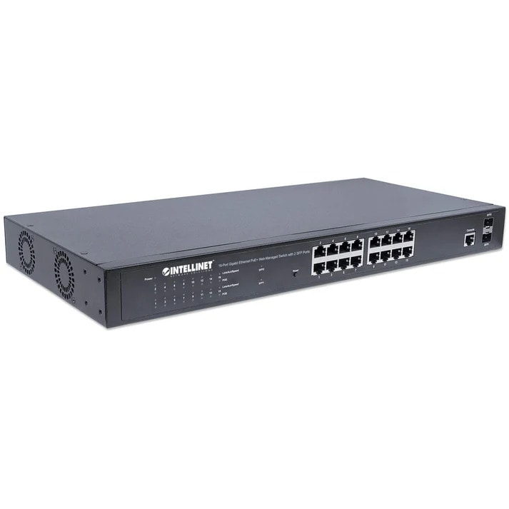 Intellinet 16-Port Gigabit Ethernet PoE+ Web-Managed Switch mit 2 SFP-Ports 561198