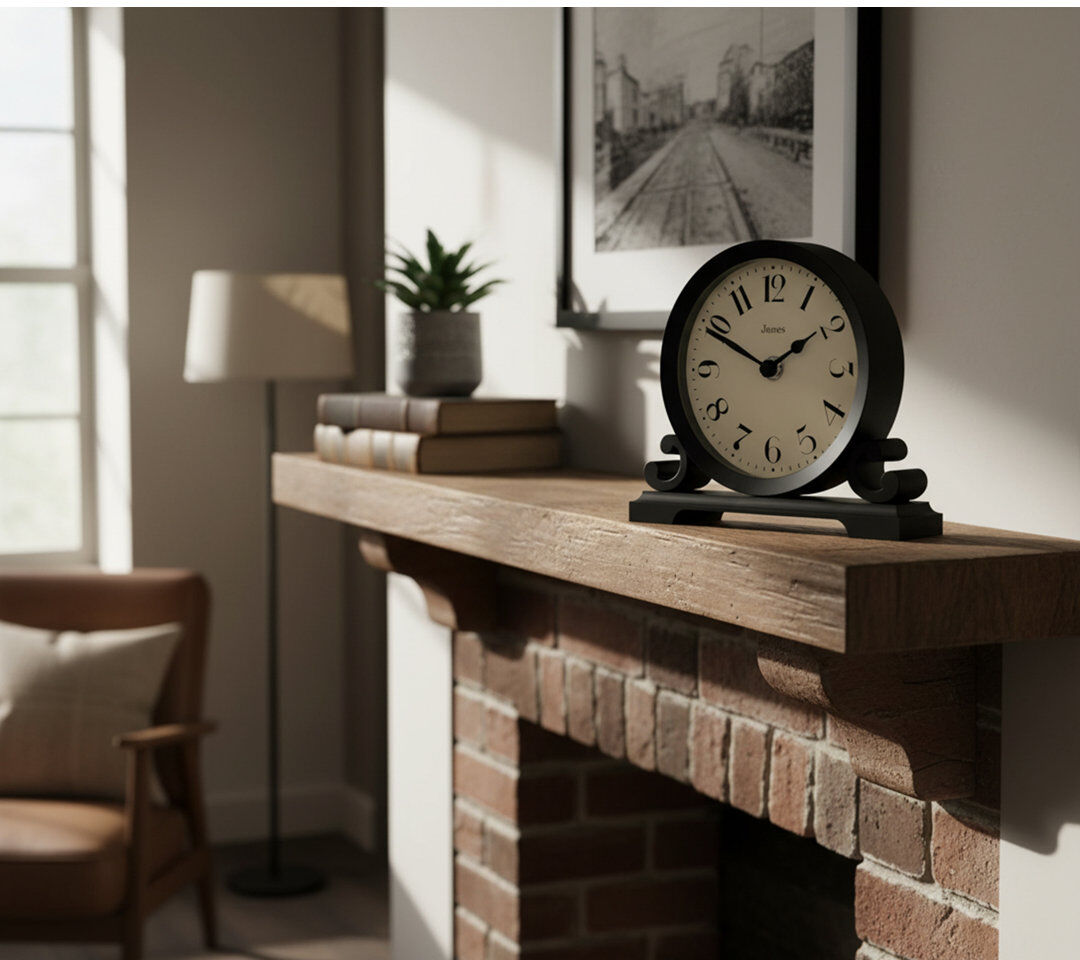 Borough Wharf Analogue Electric Tabletop Clock Black 16cm H X 18cm W X 6cm D