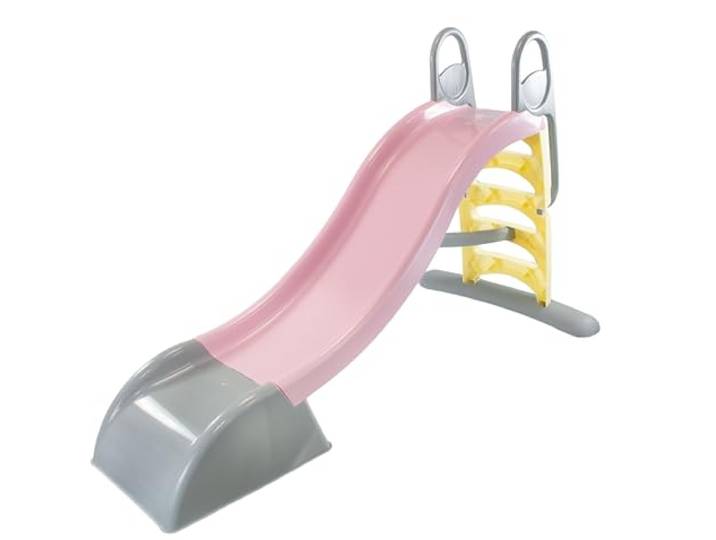 Mochtoys Rutsche für Kinder - 180 cm Lange Innen und Außen UV-Beständig, Große Gleite Für Kinder, Wasseranschluss, Rutschbahn, Rosa/Grau