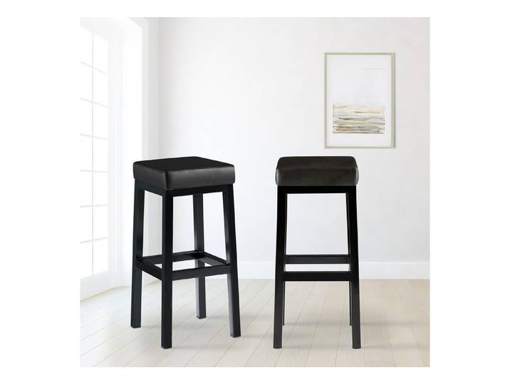 TPFLiving Barhocker Kunstleder (Barstuhl - Hocker für Küche - stabiles Vierfußgestell), Thekenstuhl mit bequemer Sitzfläche: Kunstleder schwarz
