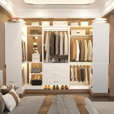 Rackcog Cimly Set of 3 Closet Organizer with Drawers, U Shaped Freestanding Closet System