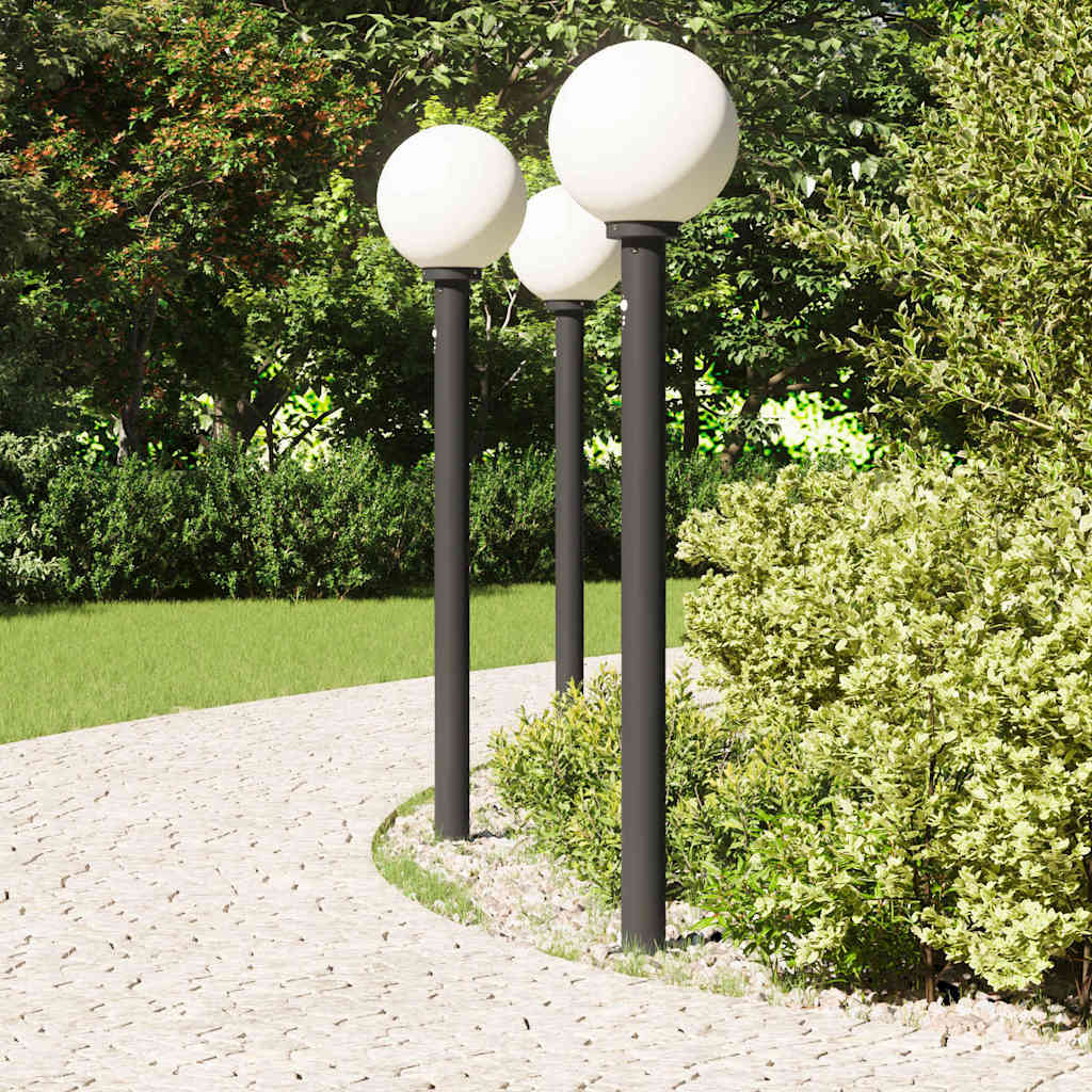 vidaXL Bornes lumineuses avec détecteur lot de 3 120 cm noir IP44