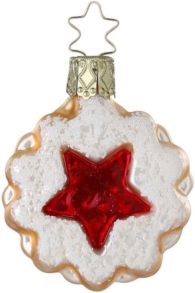 Weihnachtsbaumkugel INGE-GLAS "Keks", rot (bunt), Weihnachtsbaumkugeln, Weihnachtsbaumkugel bunt Einheitsgröße