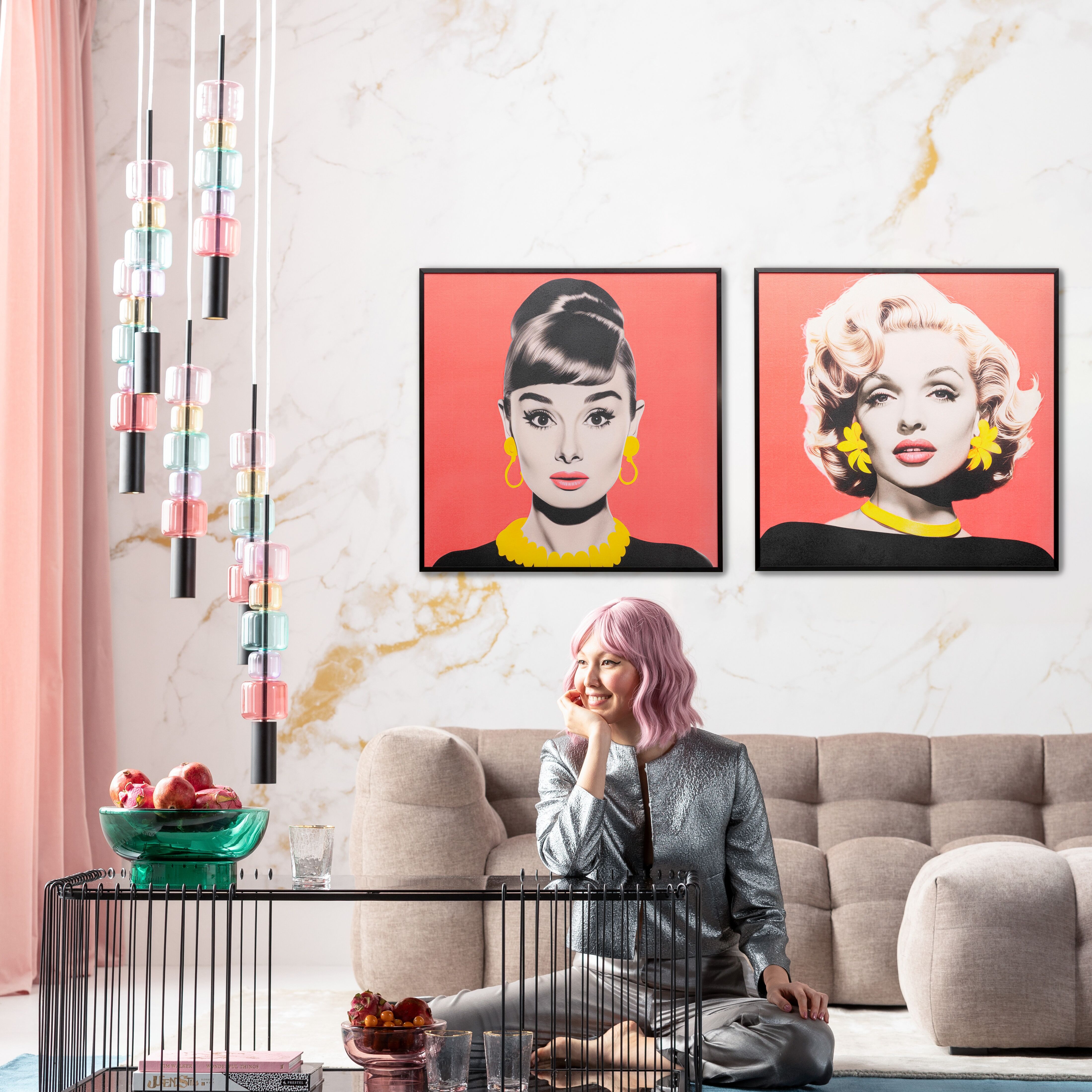 Bild mit Rahmen KARE DESIGN "Gerahmtes Bild Diva 60x60cm", bunt (farbe bild(er): audrey hepburn), B:60,6cm H:60,6cm T:3,5cm, Papier, Polyresin, Bilder, Bild mit Rahmen, verschiedene Motive