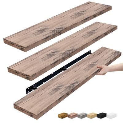 Sorbus Floating Shelves for Wall - 55 Inch Extra-Long Bathroom Shelves- Mounted Floating Shelf with Hidden Brackets (3 Pack)