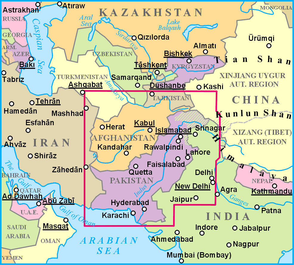 Carte géographique - Pakistan & Afghanistan   Gizi Map