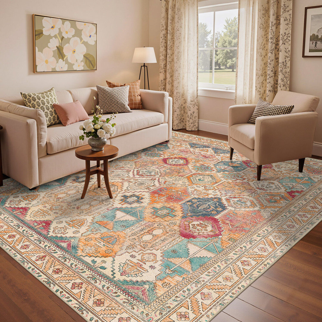 Latitude Vive Machine Printed Area Rug Red/Beige Rectangle 240 x 300 cm