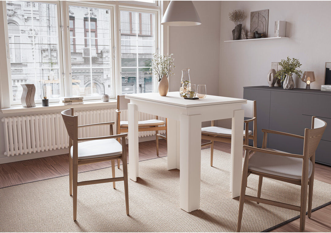17 Stories Compact Extendable Dining Table, 90 × 60cm, Extends to 120cm White