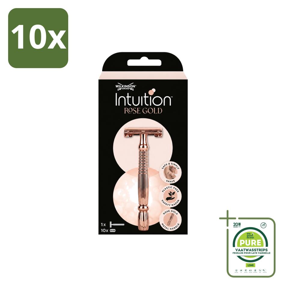 10 x Wilkinson Sword Intuition Safety Razor Rose Gold mit 10 Ersatzklingen - Großpackung - 10 Stücke