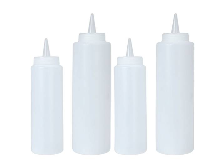 Garnierflaschen, 4er-Set, 2x 250 ml und 2x 400 ml