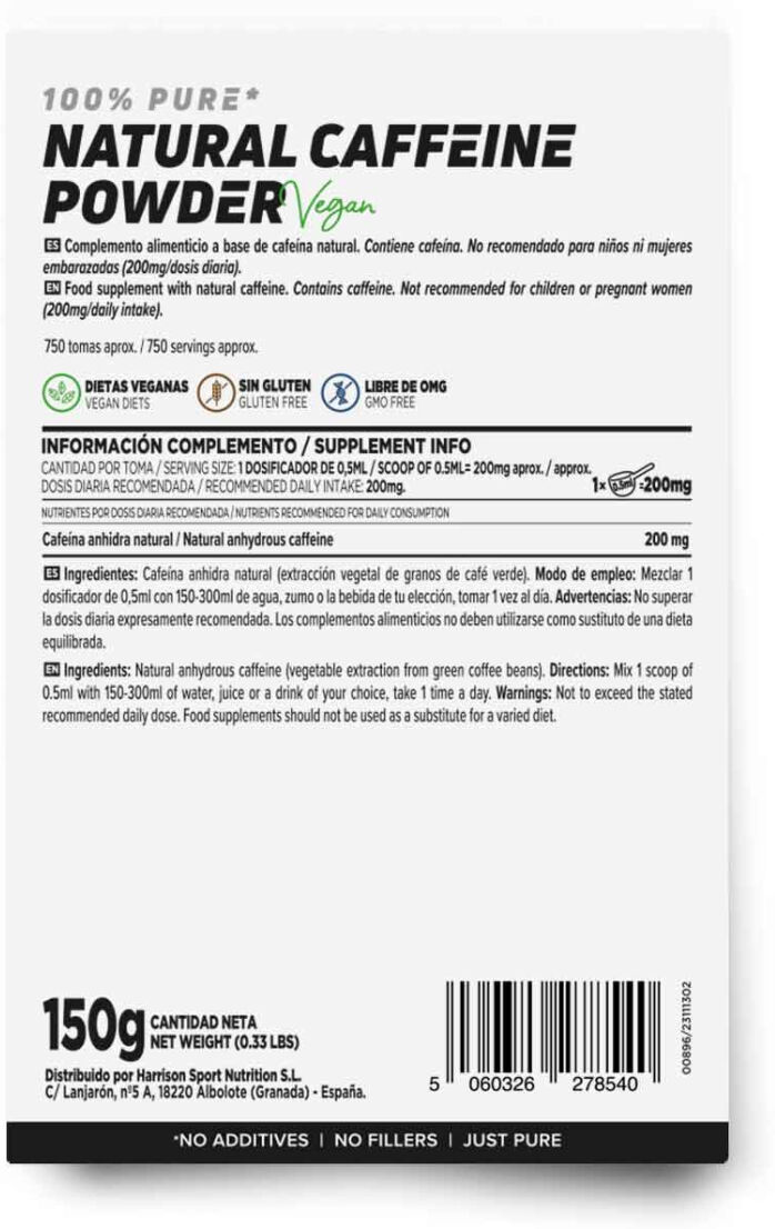 HSN Cafeína natural en polvo 150g - Energizantes Naturales - Polvo - 750  Servicios