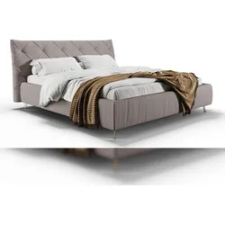 KAWOLA Bett ANNY Polsterbett Kopfteil niedrig Leder grau 200x200cm