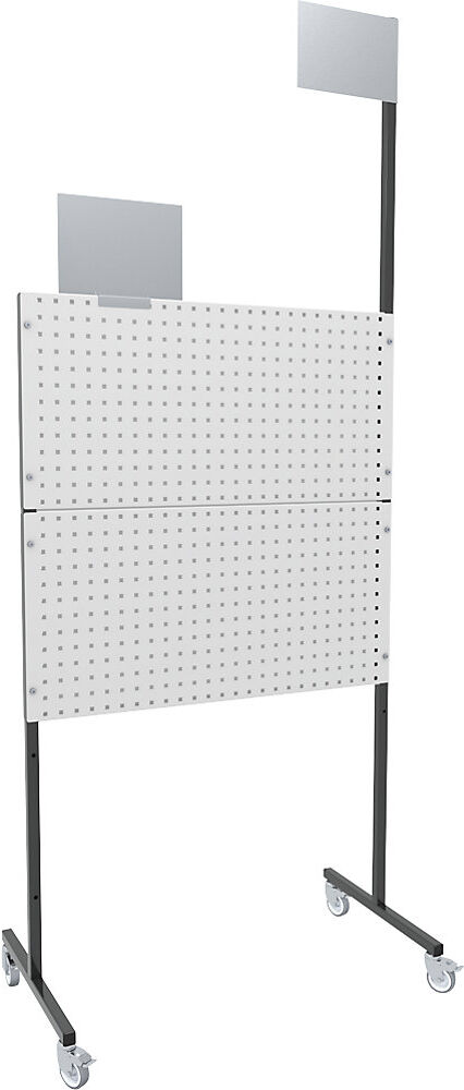 Organisations-Stellwand, mobil, 2 Lochbleche, 2 Glattbleche, 4 Lenkrollen eurokraft pro