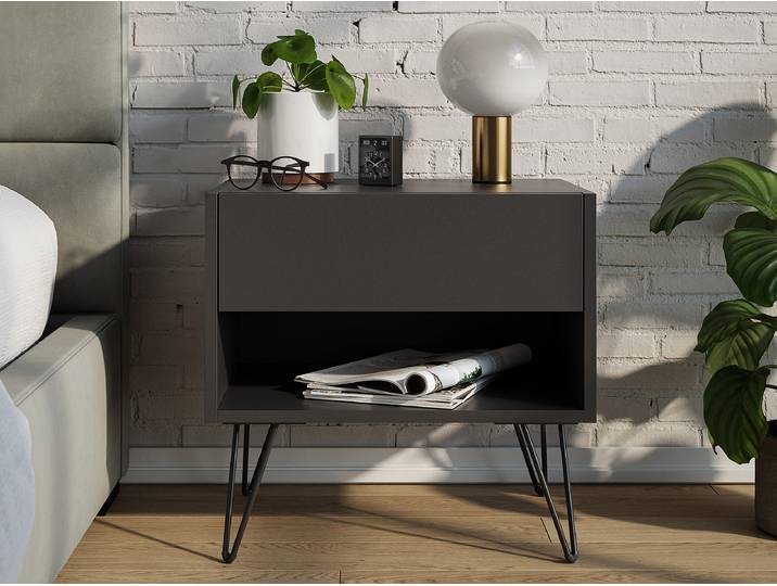 Table de chevet Industrial avec tiroir 51cm Gris/Graphite
