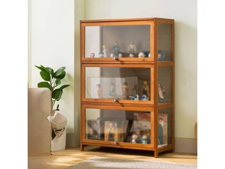 CTREVL Glasvitrine Stehend, Multifunktionale Staubdichte Glasvitrine, Acryl-Sammlungsvitrine, für SammlerstüCke Spielzimmer, Schlafzimmer, Wohnzimmer(80x33x106cm)