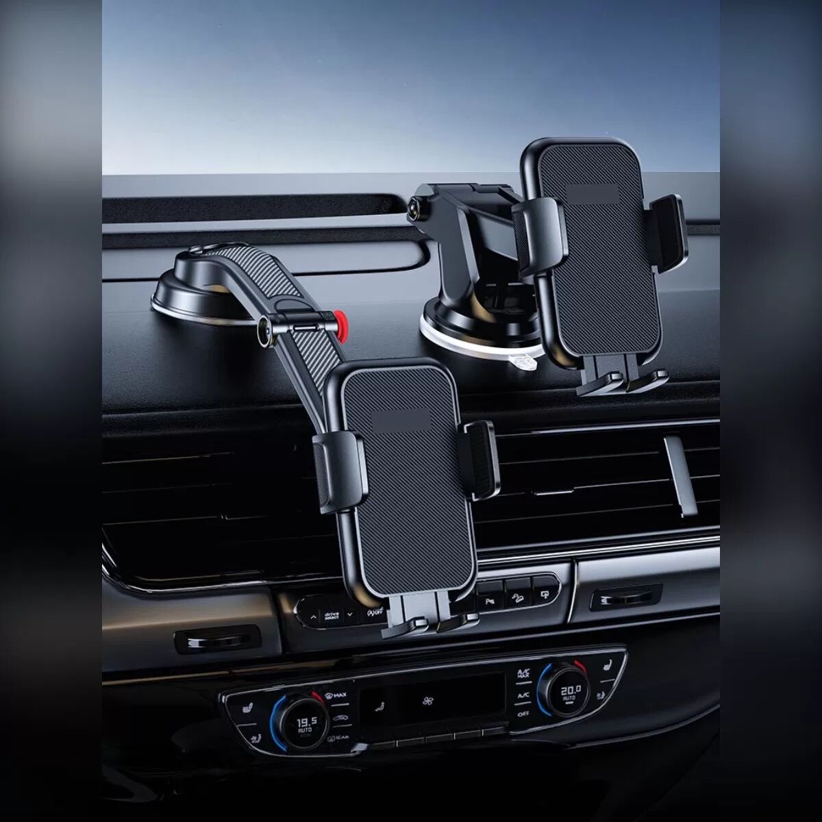INF Erweiterter gebogener Vakuum-Nano-Saug-Handyhalter — 220mm breiter Arm, 360° verstellbar, Aluminiumlegierung+PC, für