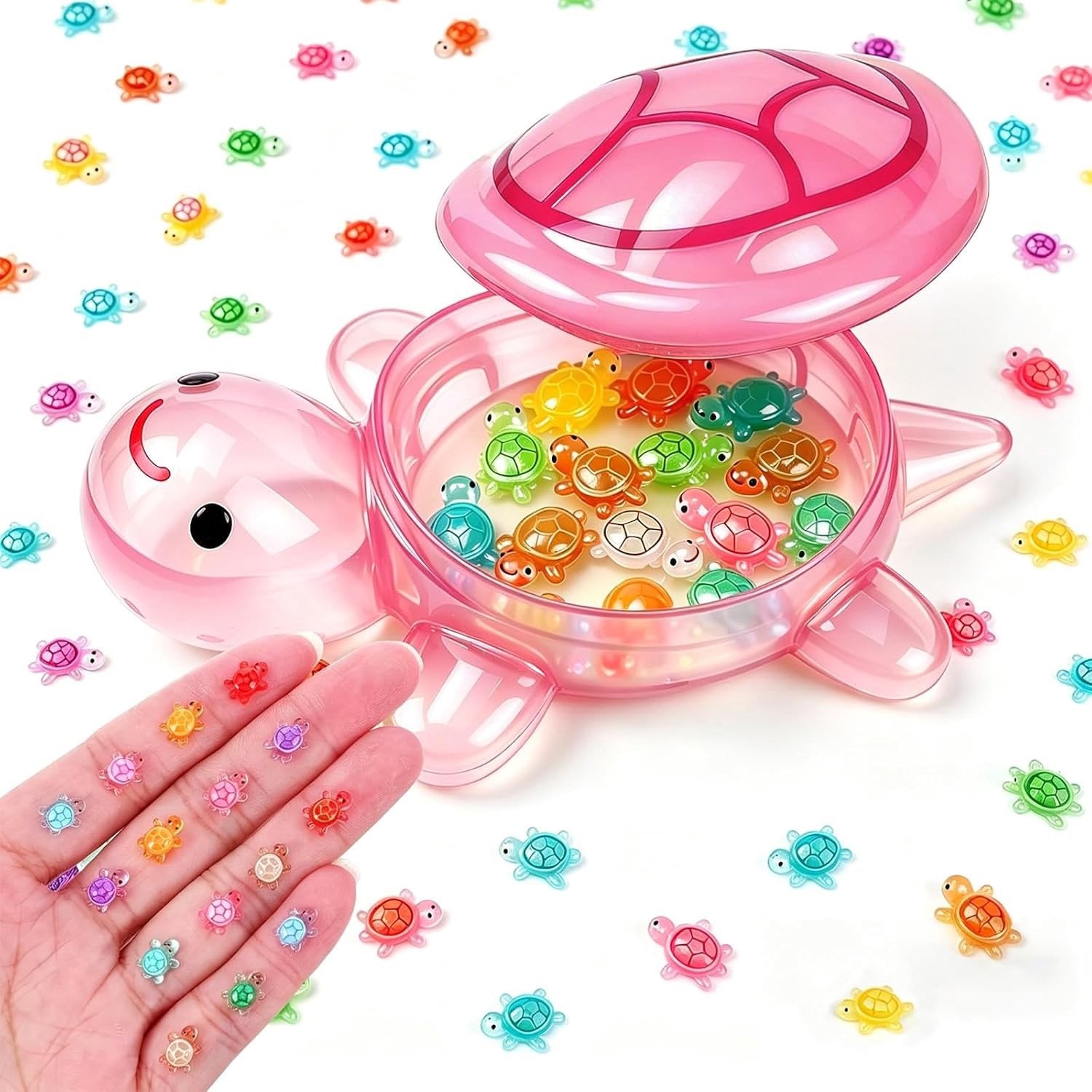 200 Stuks Mini Luminous Turtles met 1 Grote Roze Hars Schildpad Decoratie en Speelgoed met Verlichting