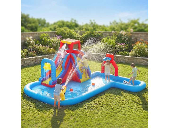 AIYAPLAY Château Gonflable Aquatique avec Toboggan et Piscine