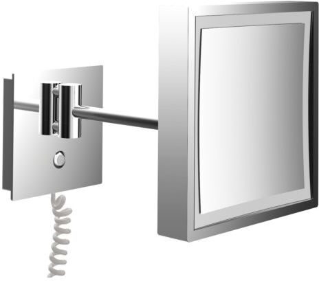 Emco Pure LED-Rasier-/Kosmetikspiegel 109406010 203 mm, eckig, Vergrößerung 3-fach, chrom