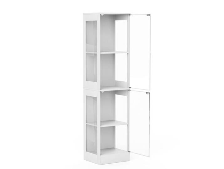 Vitrine en verre – LED tricolore – capteur de mouvement – 4 niveaux – blanc – 40 x 35 x 165 cm