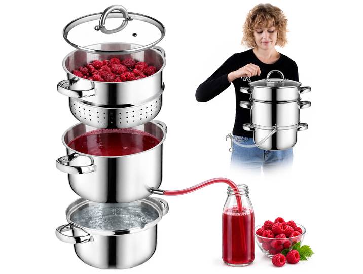 Marmite à soupe Kadax 5L en acier inoxydable, marmite à vapeur, compatible cuisinière à induction et gaz, 3-en-1