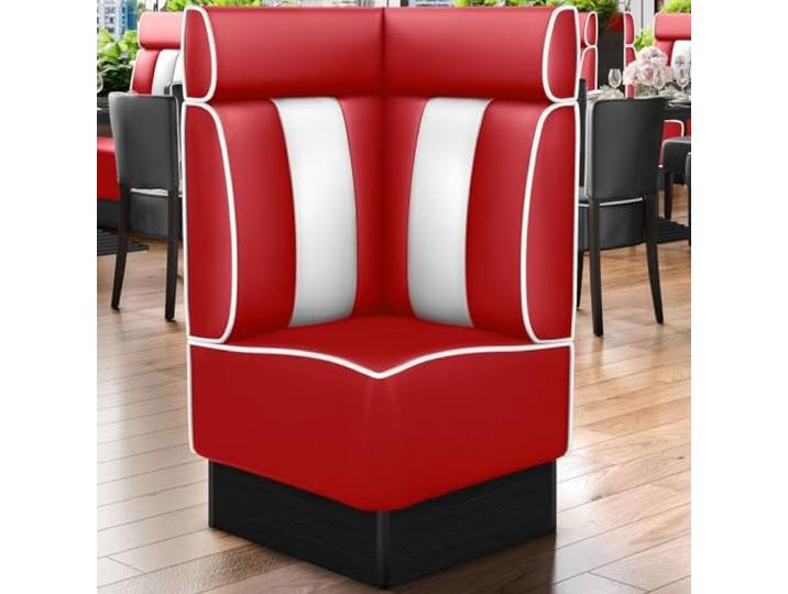 GGMMÖBEL American 2 Diner Eckbank B:H 64 x 128 cm Gestreift Rot Leder American Diner Möbel, American Dinerbank