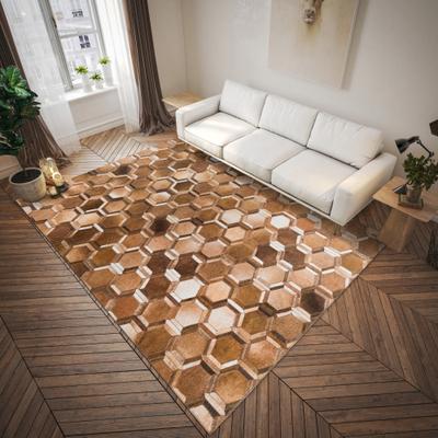 Addison Rugs Indoor/ Outdoor Laredo Hexegon Faux Hide Patchwork Washable Area Rug