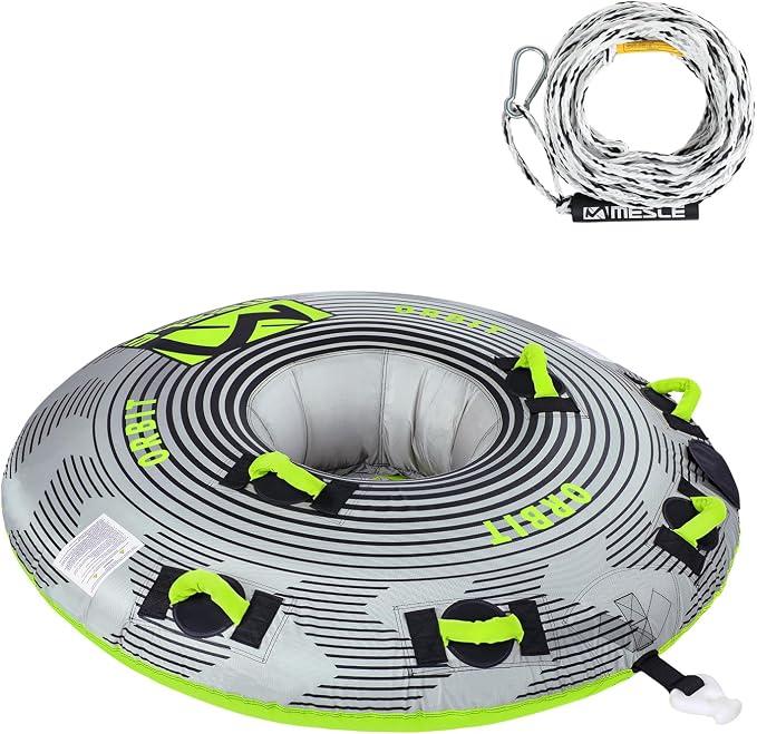 Funtube Orbit, Set mit Leine, 1-2 Personen Wasserreifen aufblasbar, Towable Tube Wassersport für Kinder & Erwachsene, Schleppring für Boot & Jetski, Schleppreifen zum Ziehen