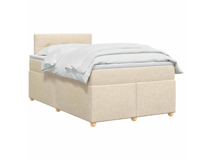 vidaXL Boxspringbett mit Matratze Creme 120 x 200 cm Stoff Angenehmer Komfort mit Höhenanpassung, Sorge für eine coole Stimmung mit integrierter Beleuchtung, Beste Unterstützung und
